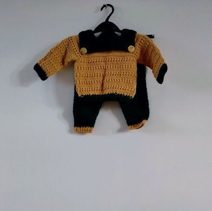 Handmade Baby Set - Forest Green+Tan