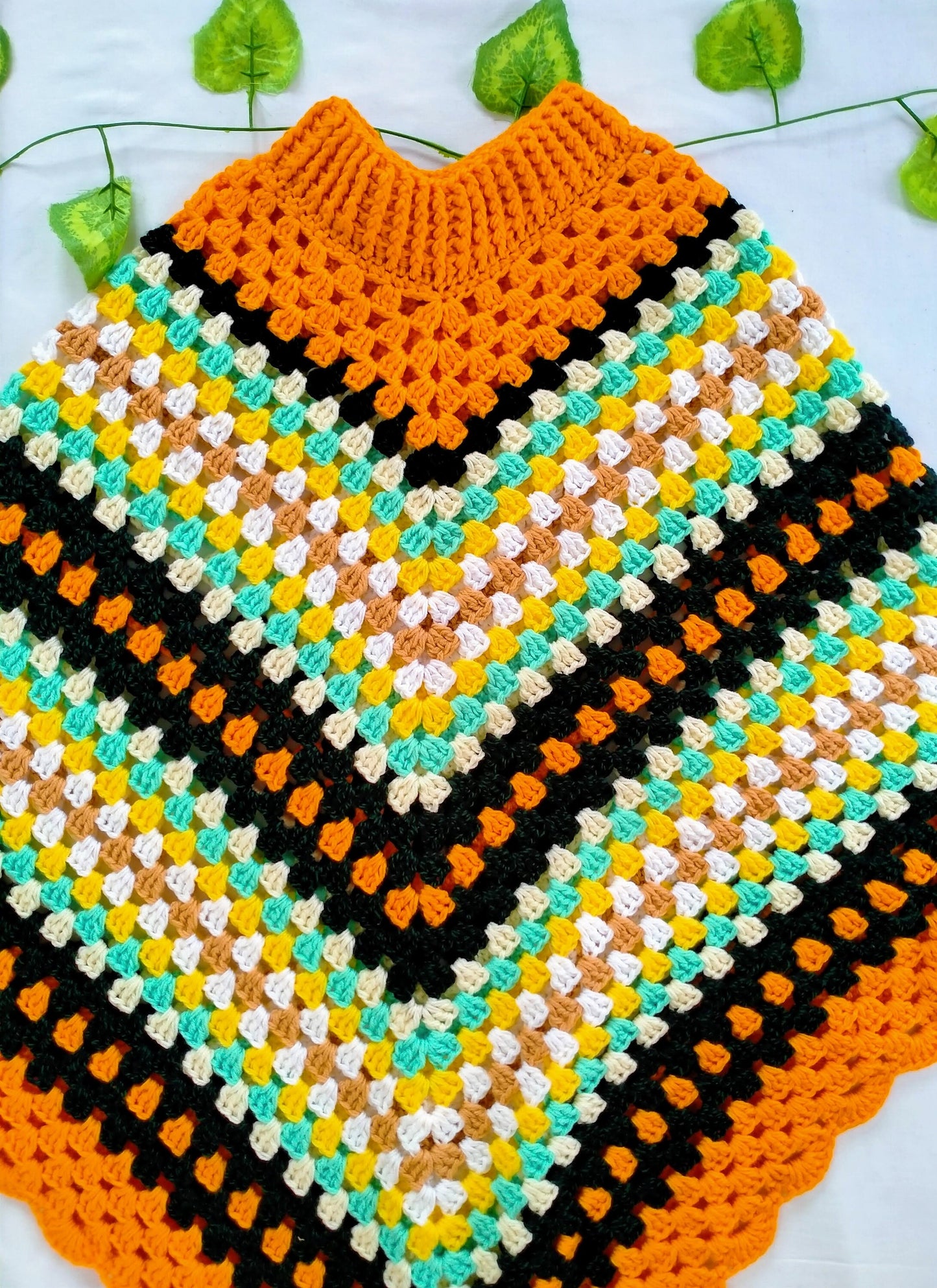 Handmade Wool Poncho - Patterned