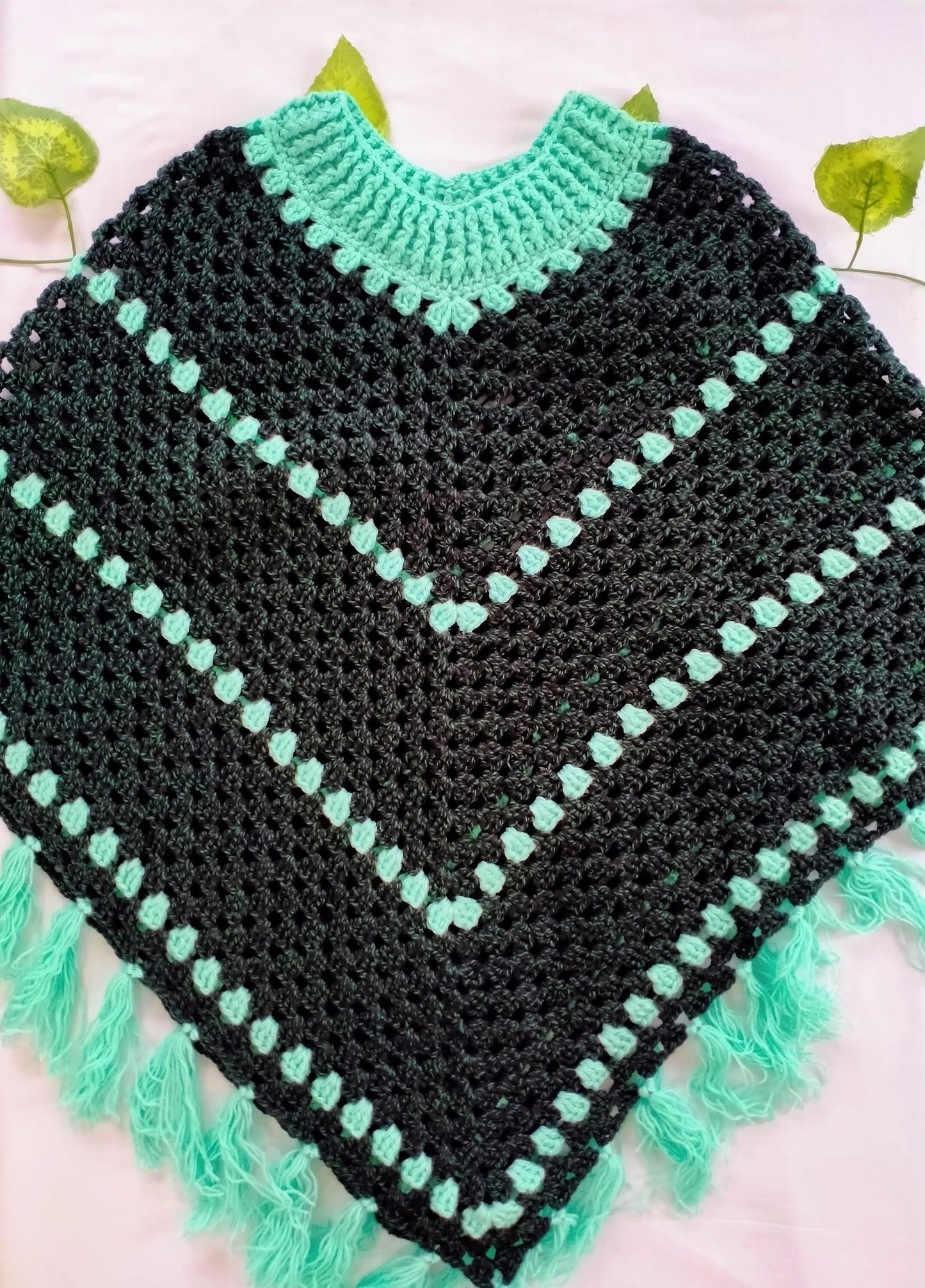 Handmade Wool Poncho - Patterned