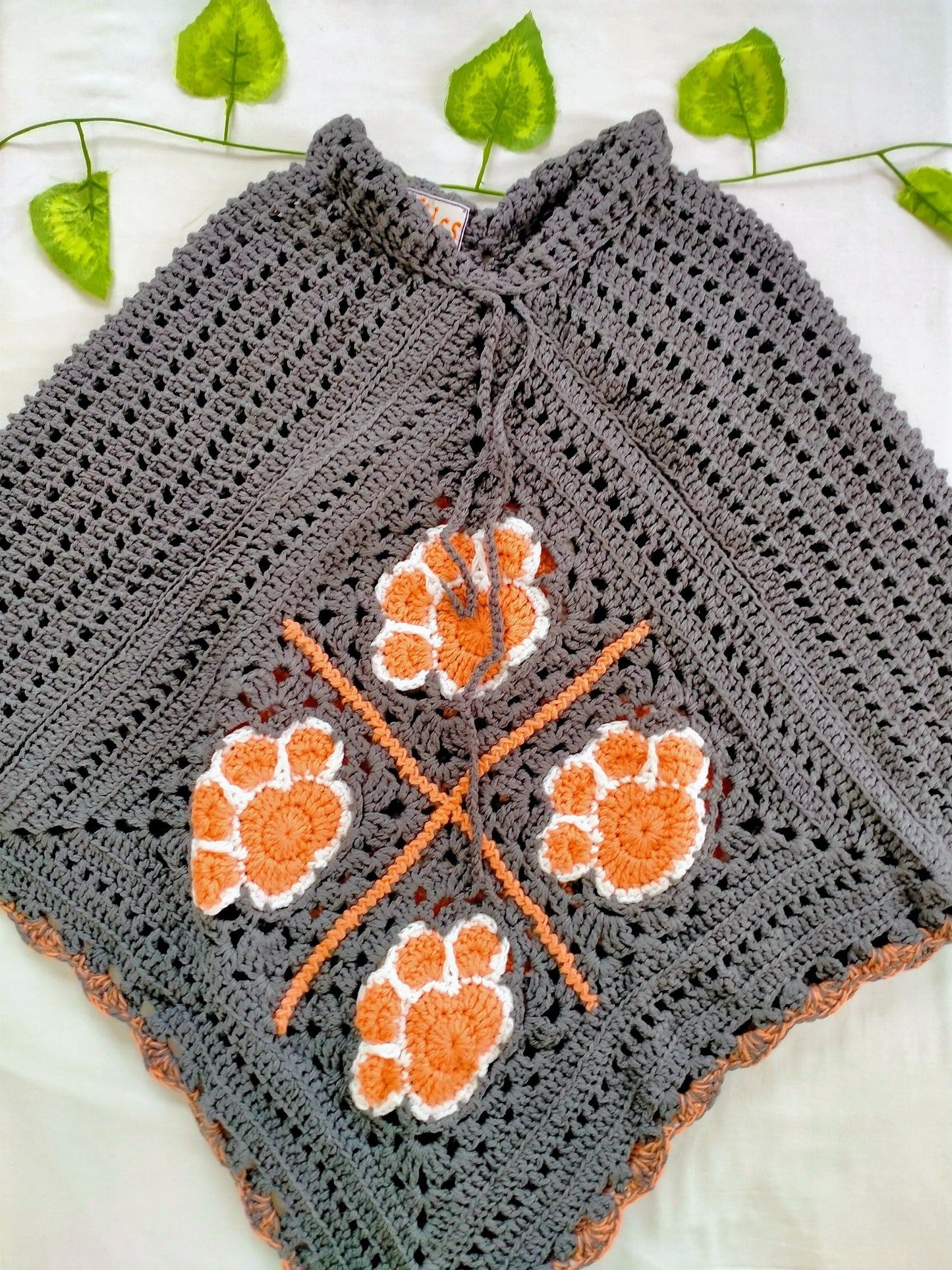 Handmade Wool Poncho - Patterned
