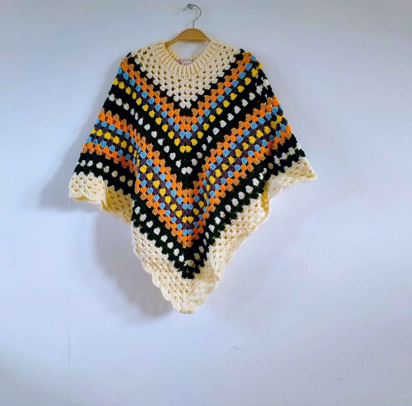 Handmade Wool Poncho - Patterned