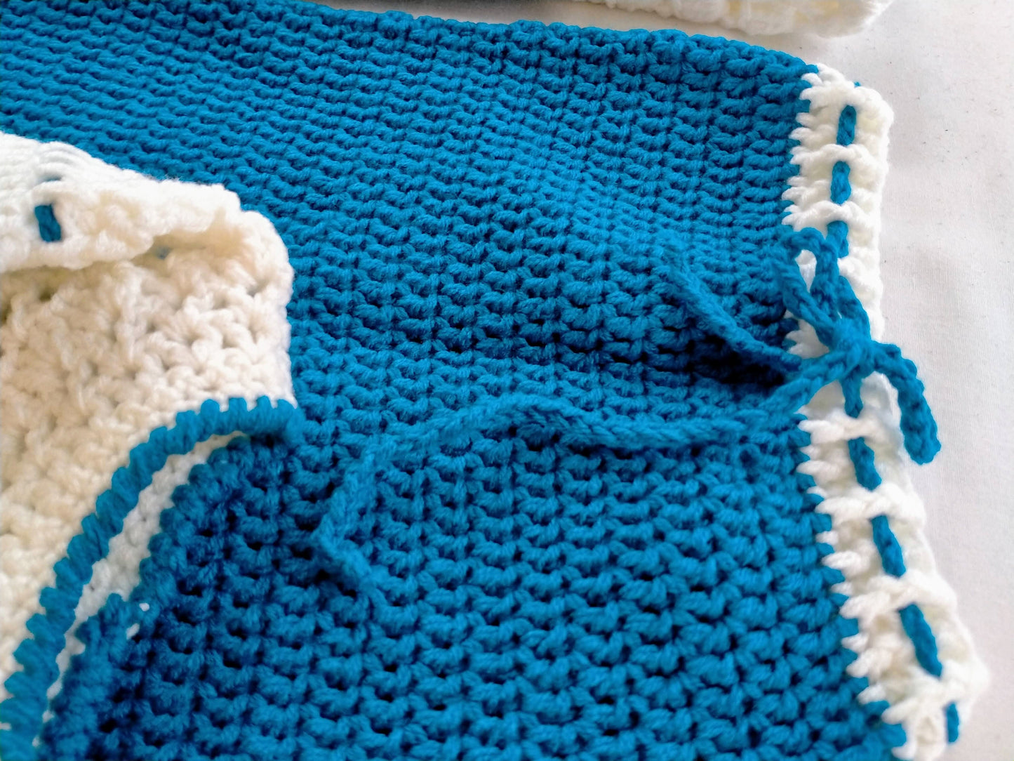 Handmade Baby Set - Sapphire Blue+White