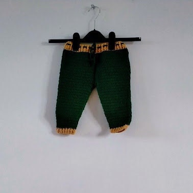 Handmade Baby Set - Forest Green+Tan