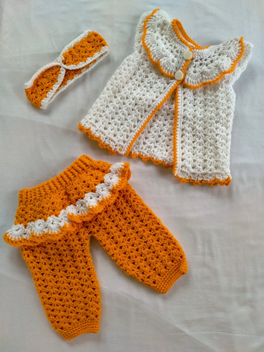 Handmade Baby Girl Set - Marigold Yellow