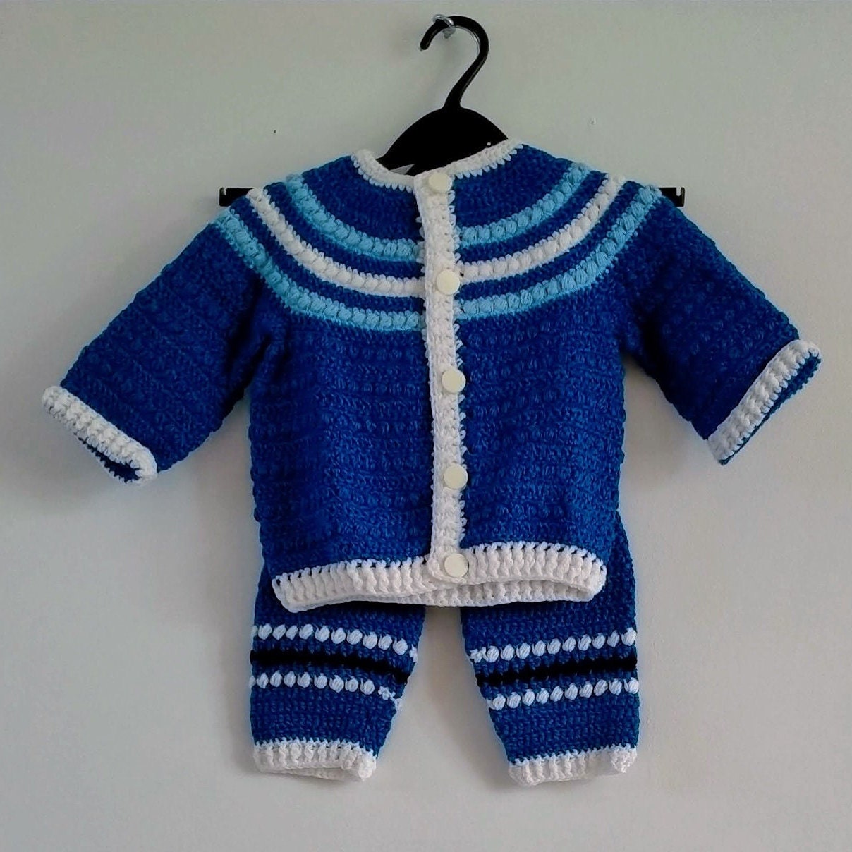 Handmade Two Piece Baby Set - Cobalt Blue