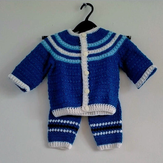 Handmade Two Piece Baby Set - Cobalt Blue