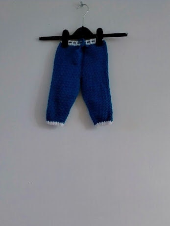 Handmade Baby Set - Sapphire Blue+White