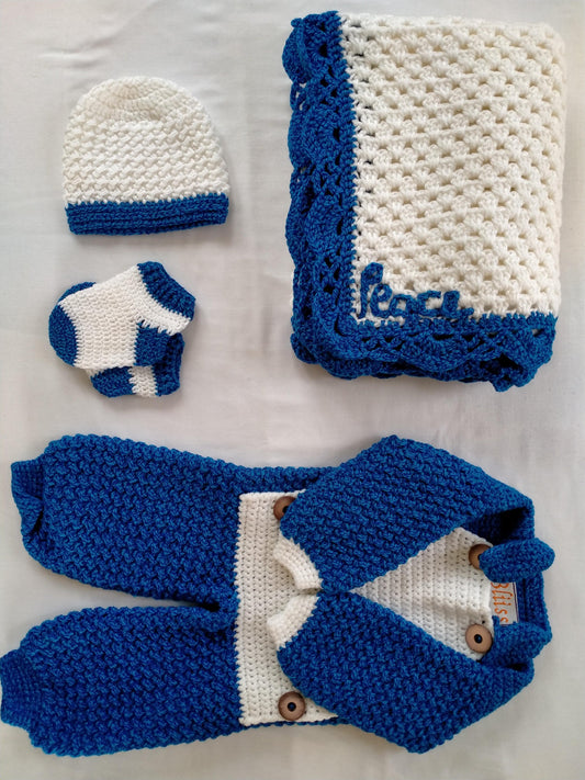 Handmade Baby Set - Cobalt Blue