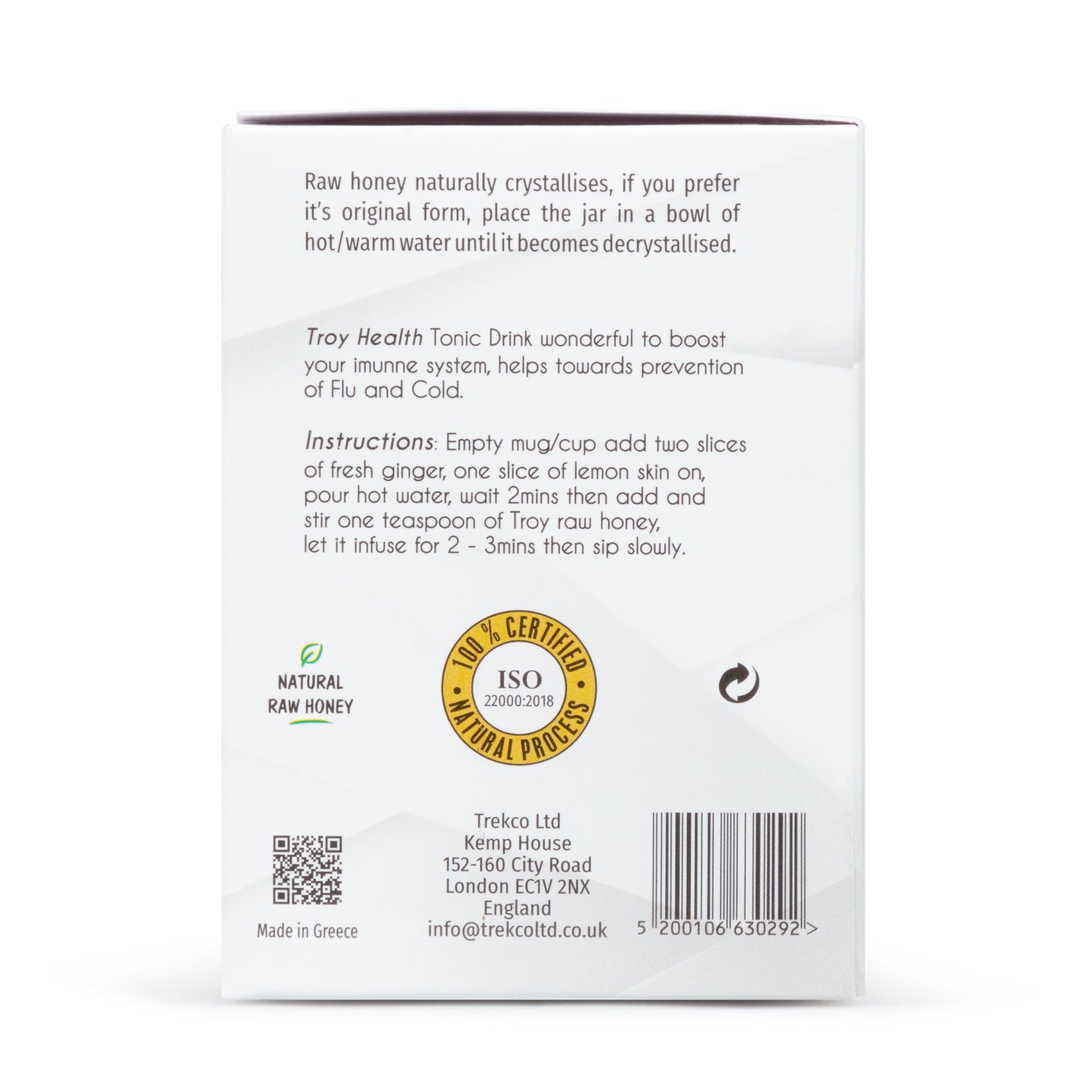 TROY RAW GREEK OAK HONEY TA 19+ , 100% Natural Raw Oak Honey 250g, is characterized as honey of very high nutritional value. Rich in antioxidants and minerals