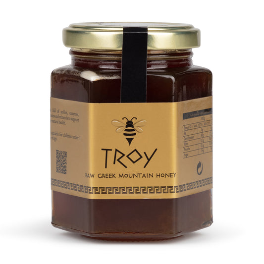 Raw Honey ] 100% Natural Raw Honey 290g, Full of pollens, enzymes, Vitamins and Minerals to Support Your Natural Health. Brand: Troy Raw Greek Mountain Honey